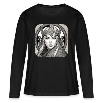 Fière Viking Germanin Shieldmaiden - T-shirt manches longues Premium bio Femme - noir - Devant - Julia (174cm)