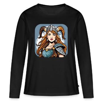Proud Viking Germanin Shieldmaiden - Women's Premium Organic Long Sleeve Shirt - black - Front - Julia (174cm)