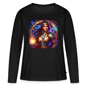 Mystische Fantasy Schamanin Zauberin - Frauen Premium Bio Langarmshirt - Schwarz - Vorne - Julia (174cm)