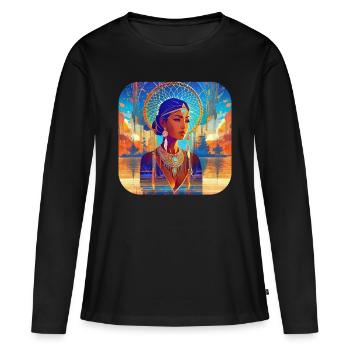 Chaman fantastique mystique avec attrape-rêves - T-shirt manches longues Premium bio Femme - noir - Devant - Julia (174cm)