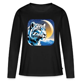Mystical Motif Mysterious Snow Leopard - Women's Premium Organic Long Sleeve Shirt - black - Front - Julia (174cm)