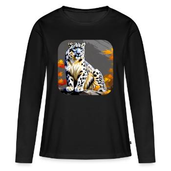 Mystical Motif Mysterious Snow Leopard - Women's Premium Organic Long Sleeve Shirt - black - Front - Julia (174cm)