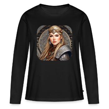 Proud Viking Germanin Shieldmaiden - Women's Premium Organic Long Sleeve Shirt - black - Front - Julia (174cm)
