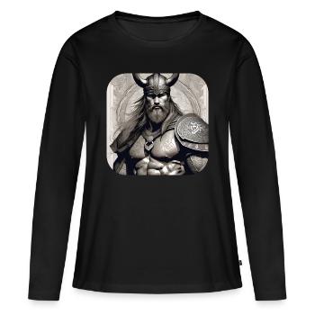 Stolzer Wikinger Krieger Germane - Frauen Premium Bio Langarmshirt - Schwarz - Vorne - Julia (174cm)