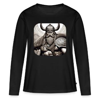 Stolzer Wikinger Krieger Germane - Frauen Premium Bio Langarmshirt - Schwarz - Vorne - Julia (174cm)