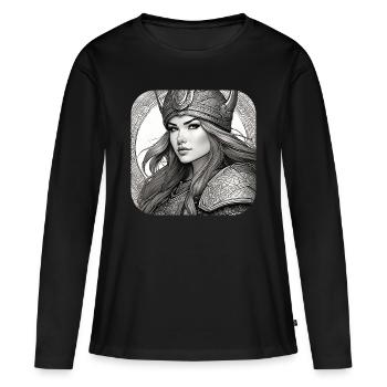 Fière Viking Germanin Shieldmaiden - T-shirt manches longues Premium bio Femme - noir - Devant - Julia (174cm)