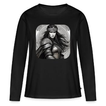 Proud Viking Germanin Shieldmaiden - Women's Premium Organic Long Sleeve Shirt - black - Front - Julia (174cm)