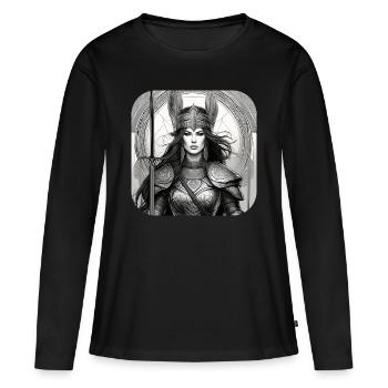 Proud Viking Germanin Shieldmaiden - Women's Premium Organic Long Sleeve Shirt - black - Front - Julia (174cm)