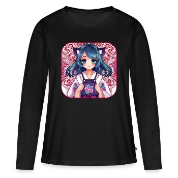 Jolie fille d’anime - T-shirt manches longues Premium bio Femme - noir - Devant - Julia (174cm)