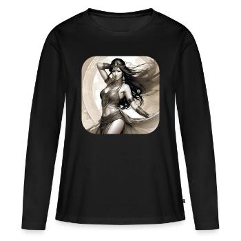 Danseuse orientale mystique - T-shirt manches longues Premium bio Femme - noir - Devant - Julia (174cm)