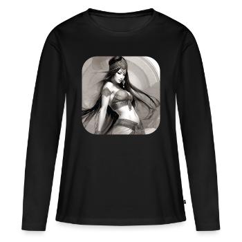 Danseuse orientale mystique - T-shirt manches longues Premium bio Femme - noir - Devant - Julia (174cm)