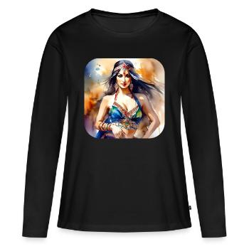 Danseuse orientale mystique - T-shirt manches longues Premium bio Femme - noir - Devant - Julia (174cm)