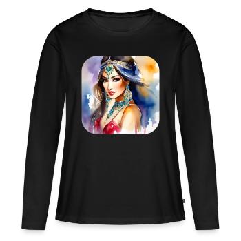 Danseuse orientale mystique - T-shirt manches longues Premium bio Femme - noir - Devant - Julia (174cm)