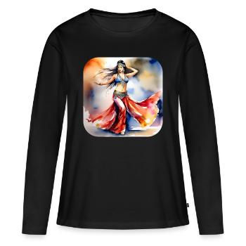 Danseuse orientale mystique - T-shirt manches longues Premium bio Femme - noir - Devant - Julia (174cm)