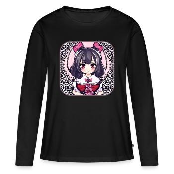 Jolie fille d’anime - T-shirt manches longues Premium bio Femme - noir - Devant - Julia (174cm)