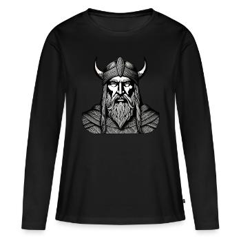 Stolzer Wikinger Krieger Germane - Frauen Premium Bio Langarmshirt - Schwarz - Vorne - Julia (174cm)