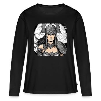 Stolze Wikingerin Germanin Schildmaid - Frauen Premium Bio Langarmshirt - Schwarz - Vorne - Julia (174cm)