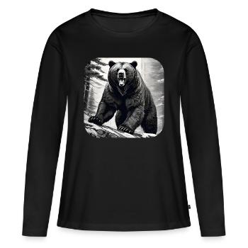 Proud Roaring Bear - Women's Premium Organic Long Sleeve Shirt - black - Front - Julia (174cm)