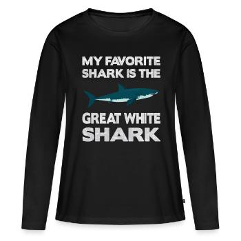 My Favorite Shark is the Great White Shark Design - Frauen Premium Bio Langarmshirt - Schwarz - Vorne - Julia (174cm)