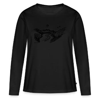 Fly Fiesch - Parapente au-dessus du glacier d’Aletsch - T-shirt manches longues Premium bio Femme - noir - Devant - Julia (174cm)