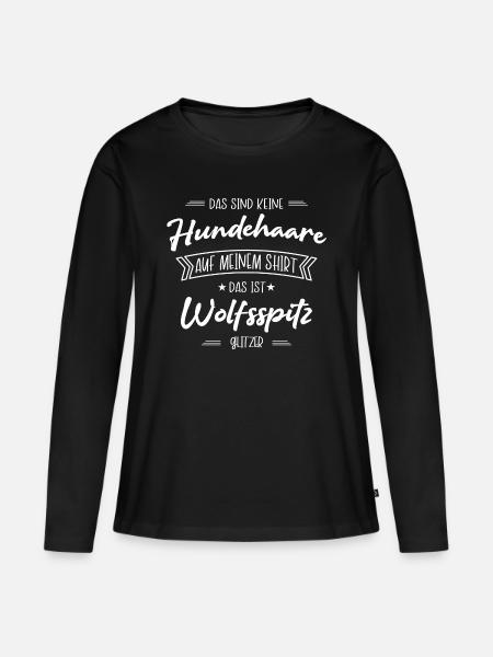 Wolfsspitz Shirt - Keeshond Hund TShirt - Frauen Premium Bio Langarmshirt - Schwarz