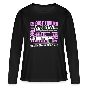 Frau Frauen zum Bier trinken - Frauen Premium Bio Langarmshirt - Schwarz - Vorne - Julia (174cm)