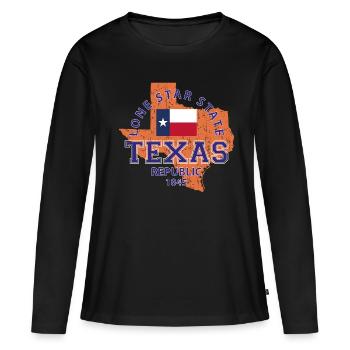 Texas - Frauen Premium Bio Langarmshirt - Schwarz - Vorne - Julia (174cm)