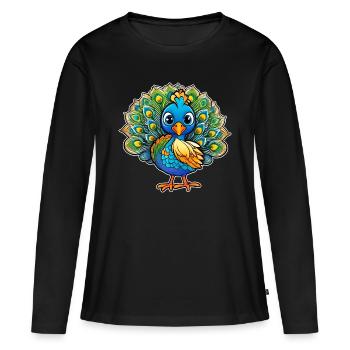 Cute Peacock III - Women's Premium Organic Long Sleeve Shirt - black - Front - Julia (174cm)