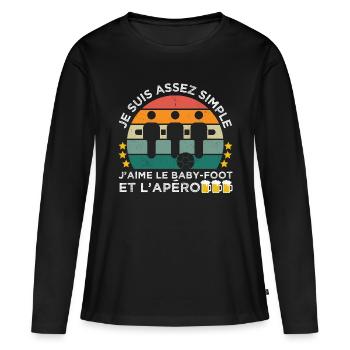 J' aime le baby-foot et l' apéro cadeau vintage - T-shirt manches longues Premium bio Femme - noir - Devant - Julia (174cm)