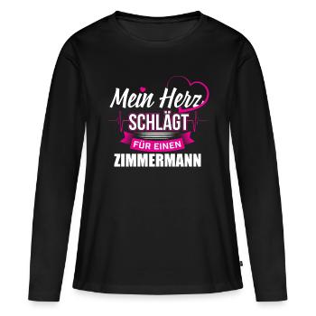 Dachdecker Zimmermann Herz - Frauen Premium Bio Langarmshirt - Schwarz - Vorne - Julia (174cm)
