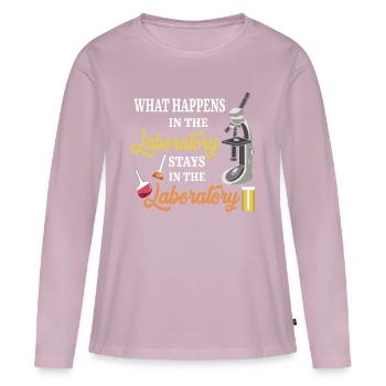 What Happens In The Laboratory Medizinlabor - Frauen Premium Bio Langarmshirt - Altrosa - Vorne - Julia (174cm)
