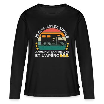 J' aime mon camping-car et l' apéro humour camping - T-shirt manches longues Premium bio Femme - noir - Devant - Julia (174cm)