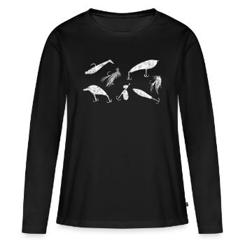 Appât de pêche Pêche prédatrice - T-shirt manches longues Premium bio Femme - noir - Devant - Julia (174cm)