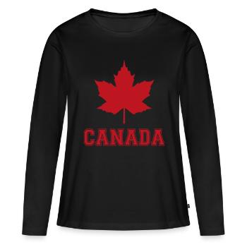 Canada - T-shirt manches longues Premium bio Femme - noir - Devant - Julia (174cm)