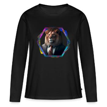Lion en costume - T-shirt manches longues Premium bio Femme - noir - Devant - Julia (174cm)