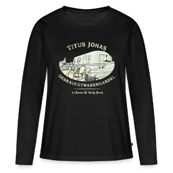 Die Drei ??? Gebrauchtwarenhandel Design - Frauen Premium Bio Langarmshirt - Schwarz - Vorne - Julia (174cm)