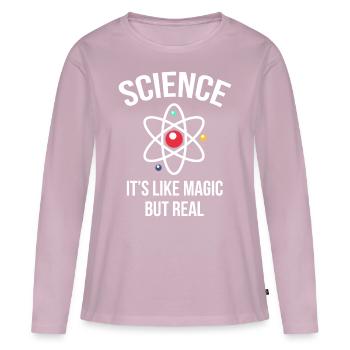 Nerd - T-shirt manches longues Premium bio Femme - rose poudré - Devant - Julia (174cm)