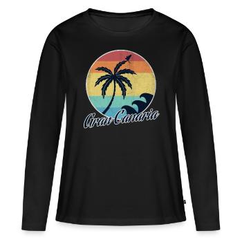 Gran Canaria - Frauen Premium Bio Langarmshirt - Schwarz - Vorne - Julia (174cm)