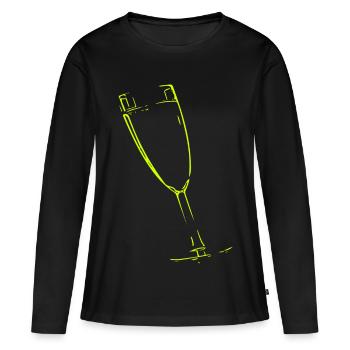 Verre abstrait / ligne / vert / motif - T-shirt manches longues Premium bio Femme - noir - Devant - Julia (174cm)