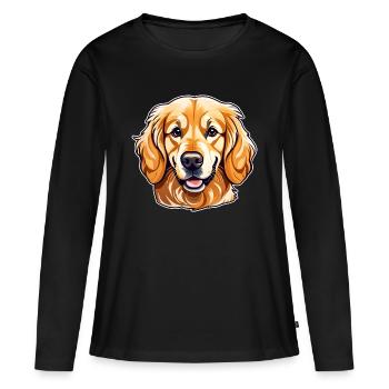 Niedlicher golden Retriever Hund - Frauen Premium Bio Langarmshirt - Schwarz - Vorne - Julia (174cm)