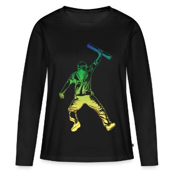 Style rétro d’architecte - T-shirt manches longues Premium bio Femme - noir - Devant - Julia (174cm)