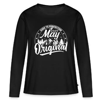 Mai 2009 Anniversaire Mai 2009 Cadeau Mai 2009 Mai - T-shirt manches longues Premium bio Femme - noir - Devant - Julia (174cm)