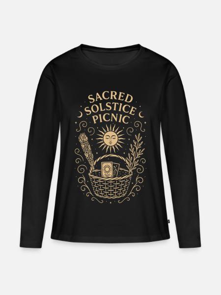 Litha Picnic - Sacred Solstice Sommersonnenwende - Frauen Premium Bio Langarmshirt - Schwarz