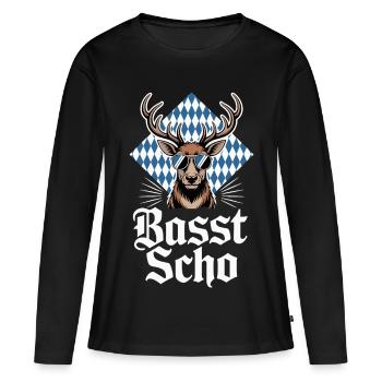 Lunettes de soleil Moose Bavarian Deer Basst Scho - T-shirt manches longues Premium bio Femme - noir - Devant - Julia (174cm)