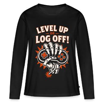 Monter de niveau ou se déconnecter Gaming Skeleton - T-shirt manches longues Premium bio Femme - noir - Devant - Julia (174cm)