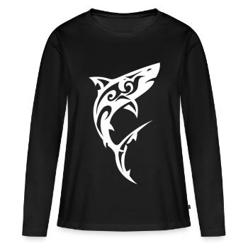 Requin tribal Noir Blanc - T-shirt manches longues Premium bio Femme - noir - Devant - Julia (174cm)