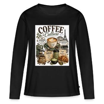 Coffee Culture Paris Café Collage - Women's Premium Organic Long Sleeve Shirt - black - Front - Julia (174cm)