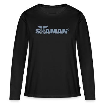 SHAMAN / CHAMAN - T-shirt manches longues Premium bio Femme - noir - Devant - Julia (174cm)