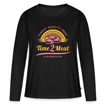 Time 2 Meat - Women's Premium Organic Long Sleeve Shirt - black - Front - Julia (174cm)
