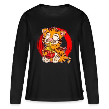 Ramen Life Motiv Tiger Motiv Shirt Ramen Noodle - Frauen Premium Bio Langarmshirt - Schwarz - Vorne - Julia (174cm)